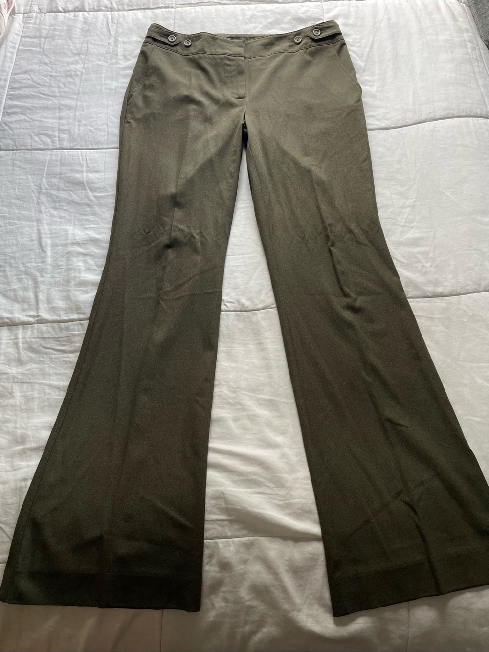 Y2K Olive Green Low Rise Bootcut Trouser Pants 6 Office Work Lorelei Gilmore 00s
